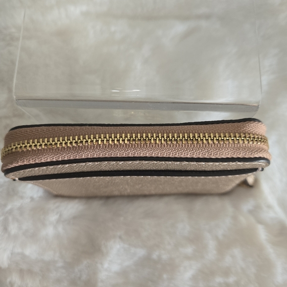Coach Champagne Gold Women's Leather Small Zip-Around Wallet - Picture 10 of 14
